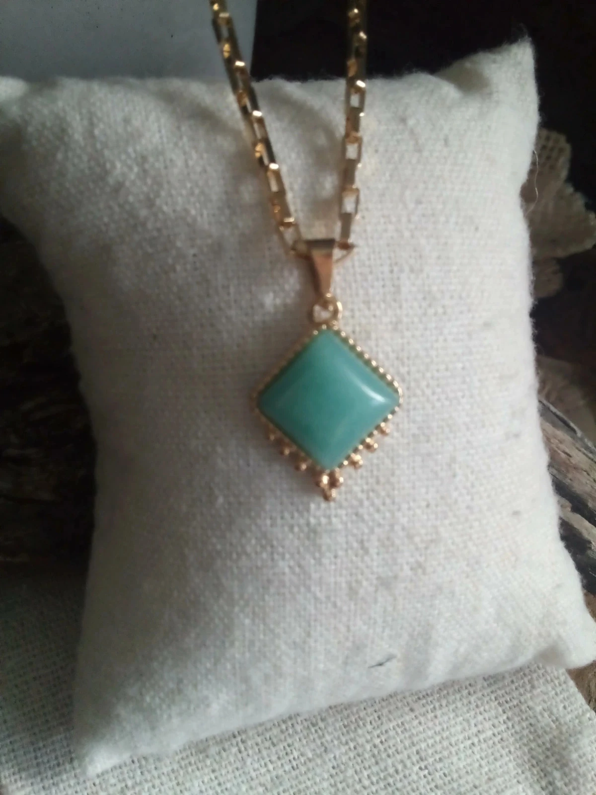 Collier pendentif oriental en pierre d'aventurine verte naturelle – photo 2
